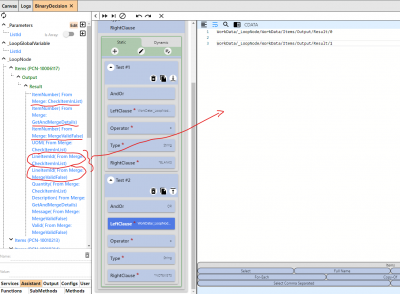 Here I have the two paths generated by the Assistant that are returned because of all the different merge services.